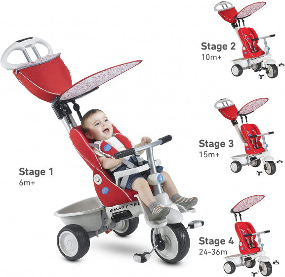 Smartrike 4 In 1 Driewieler Recliner Junior Rood Wit ZwembadRecreatie