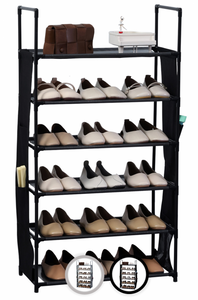 6-laags schoenenrek met opbergruimte - 47x100cm zwart