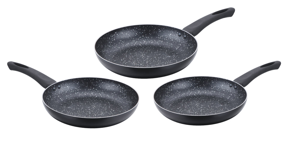 Cenocco Set Van 3 Koekenpannen Met Marmeren Coating Zwart