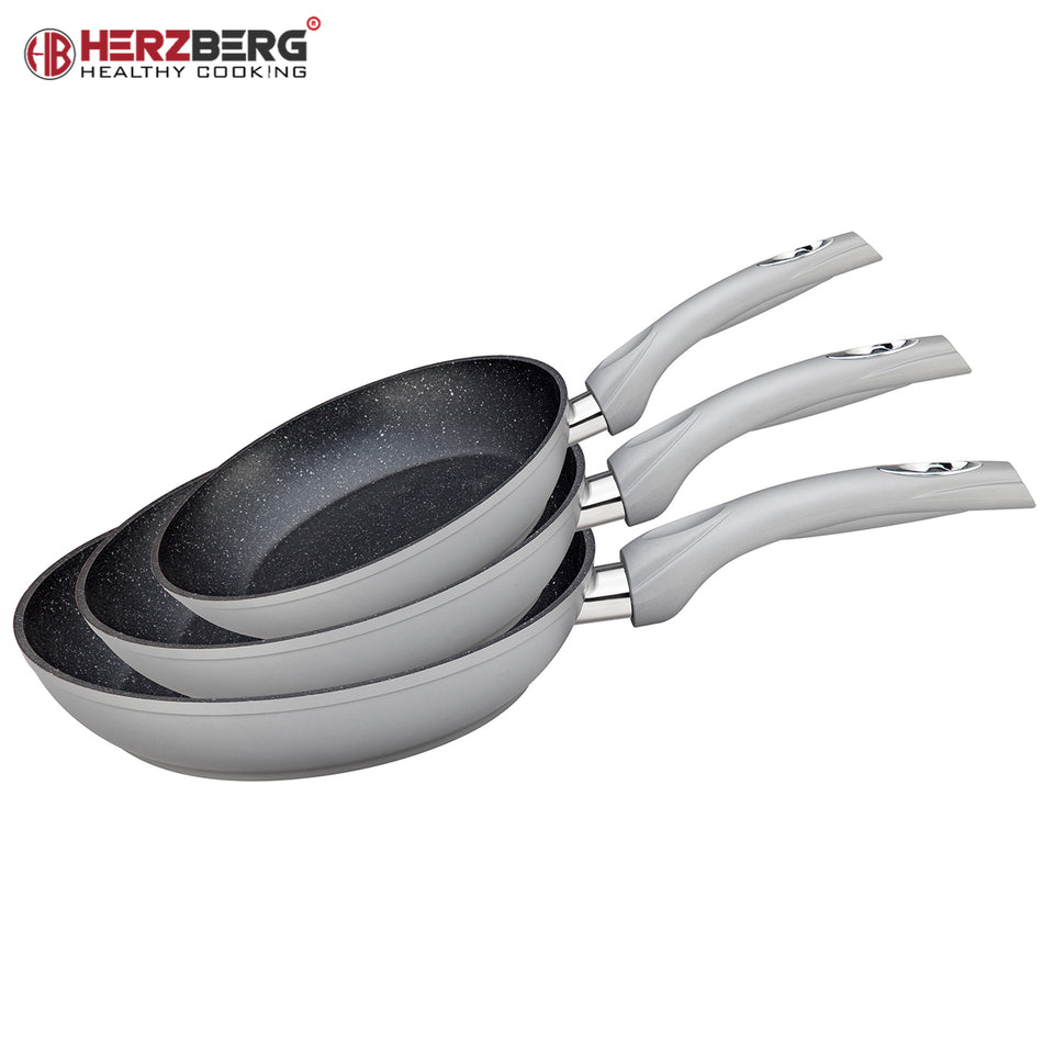 Herzberg Cooking Herzberg 3-Delige Koekenpan Van Gesmeed Aluminium 20/24/28 Zilver