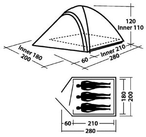 Easy Camp Meteor 300 Tent oranje 3 Persoons