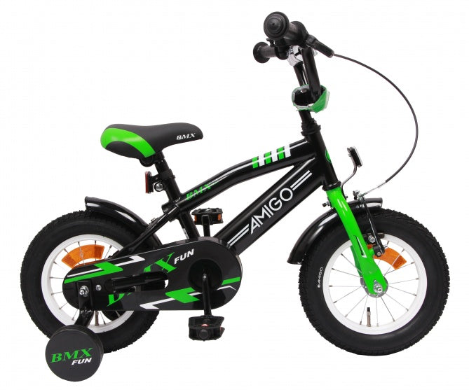 Amigo Bmx Fun 12 Inch 21 Cm Jongens Terugtraprem Groen/Matzwart