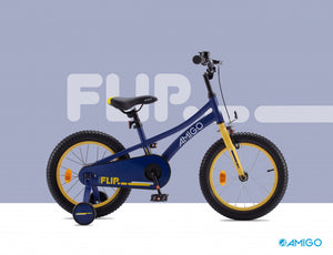 Amigo Flip 16 Inch 25 Cm Jongens Terugtraprem Donkerblauw/Geel