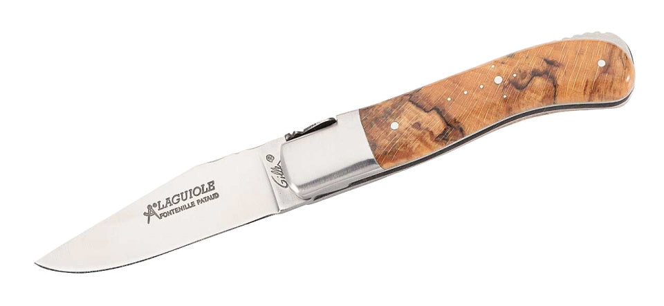 Fontenille Pataud Zakmes Gentleman 18,5 Cm Rvs/Hout Zilver/Bruin