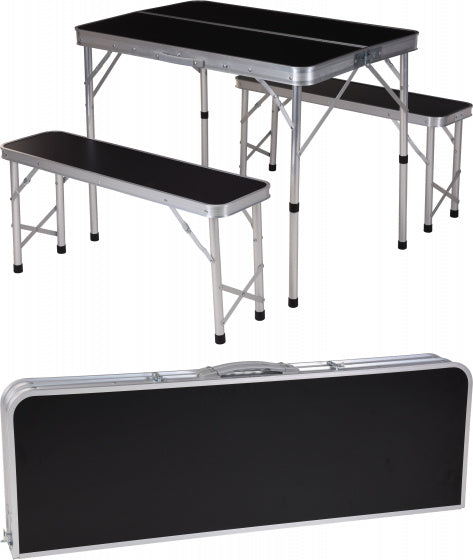 Generic Campingtafel En Banken Inklabaar 90 X 60 Cm Alu Zwart