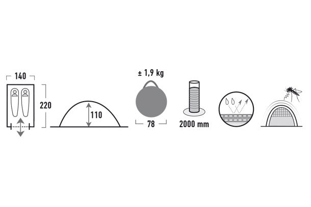 High Peak Pop-Up Tent Stella 220 X 140 X 110 Cm Zwart/Groen