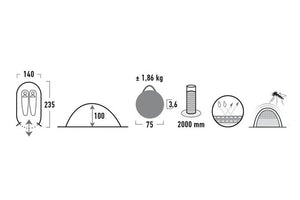 High Peak Pop-Up Tent Vision 2 235 X 140 X 100 Cm