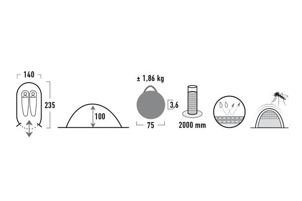 High Peak Pop-Up Tent Vision 2 235 X 140 X 100 Cm