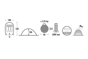 High Peak Pop-Up Tent Vision 3 235 X 180 X 100 Cm