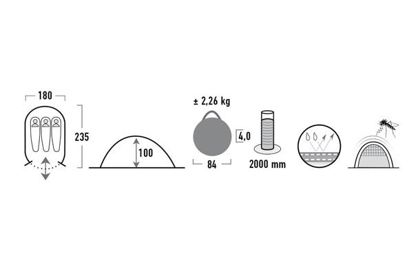 High Peak Pop-Up Tent Vision 3 235 X 180 X 100 Cm